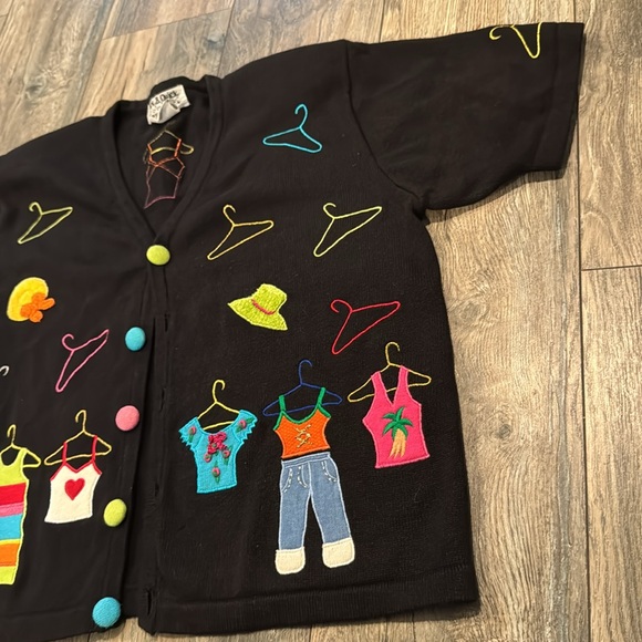 Jack B. Quick Vintage Embroidered Cardigan Sz Petite Medium - Picture 3 of 7